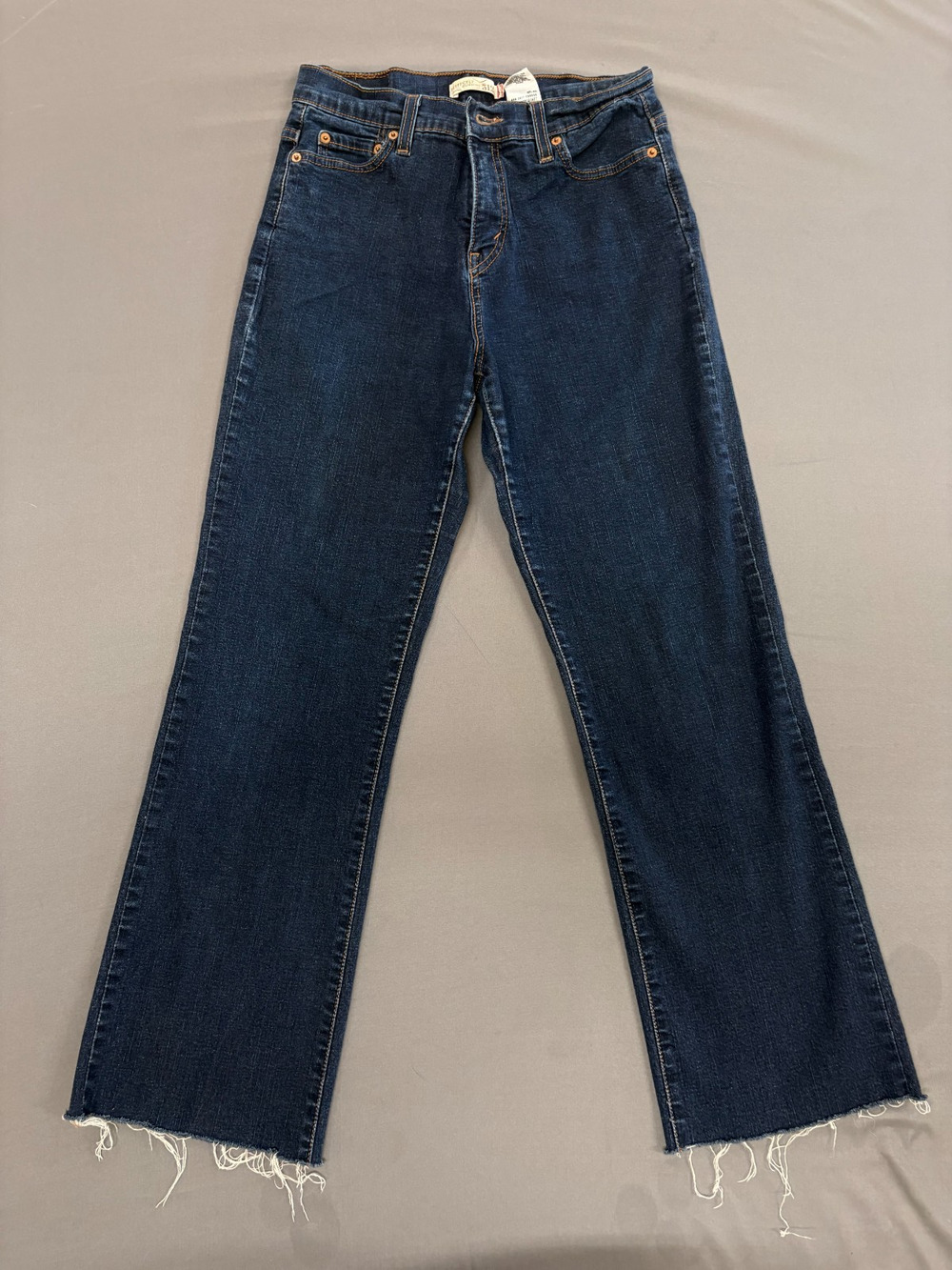 Levis Jeans Women 6M Dark Wash 512 Perfectly Slimming Bootcut Raw Hem wide leg